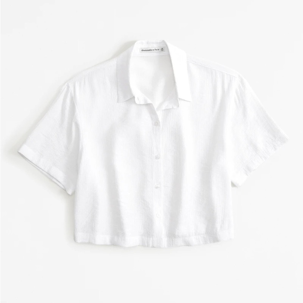 Abercrombie Short-Sleeve Crinkle Texture Shirt, Size Small